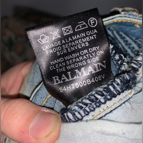 Authentic Balmain Slim Blue Ripped Jeans Size 34 - Picture 4 of 6